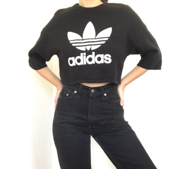 Adidas Logo Spell Out Wool Crop Top Size XS - Picture 3 of 9